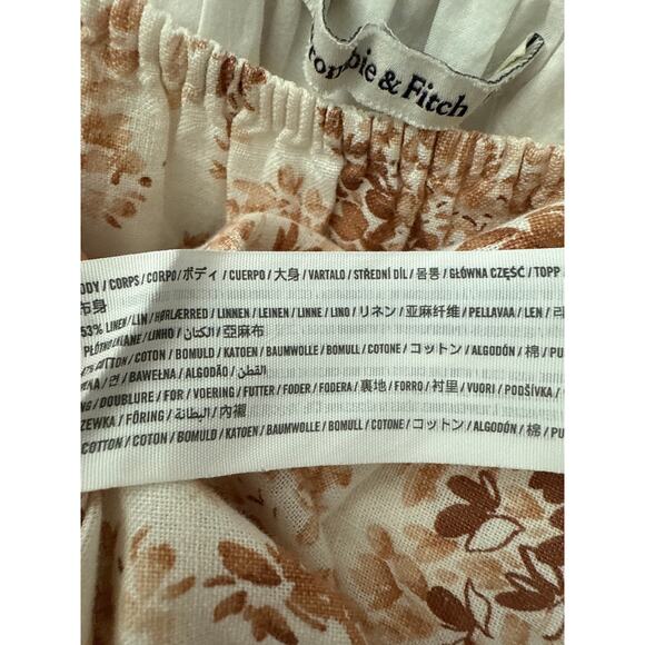 Abercrombie & Fitch Floral Linen Blend Off Shoulder Cropped Top Brown Size XXL - Picture 11 of 11